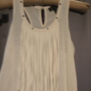 Jessica Simpson Cream Embellished Cut Out Tank Top